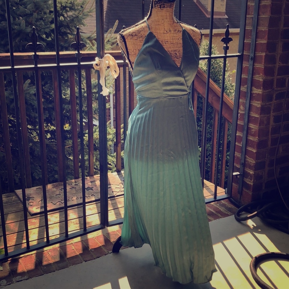 Closing Closet!!Nordstrom Lush Teal Satin Dress - Picture 3 of 8